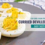 A close up of curried devilled eggs