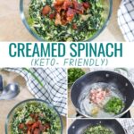 collage of how to make creamed spinach recipe