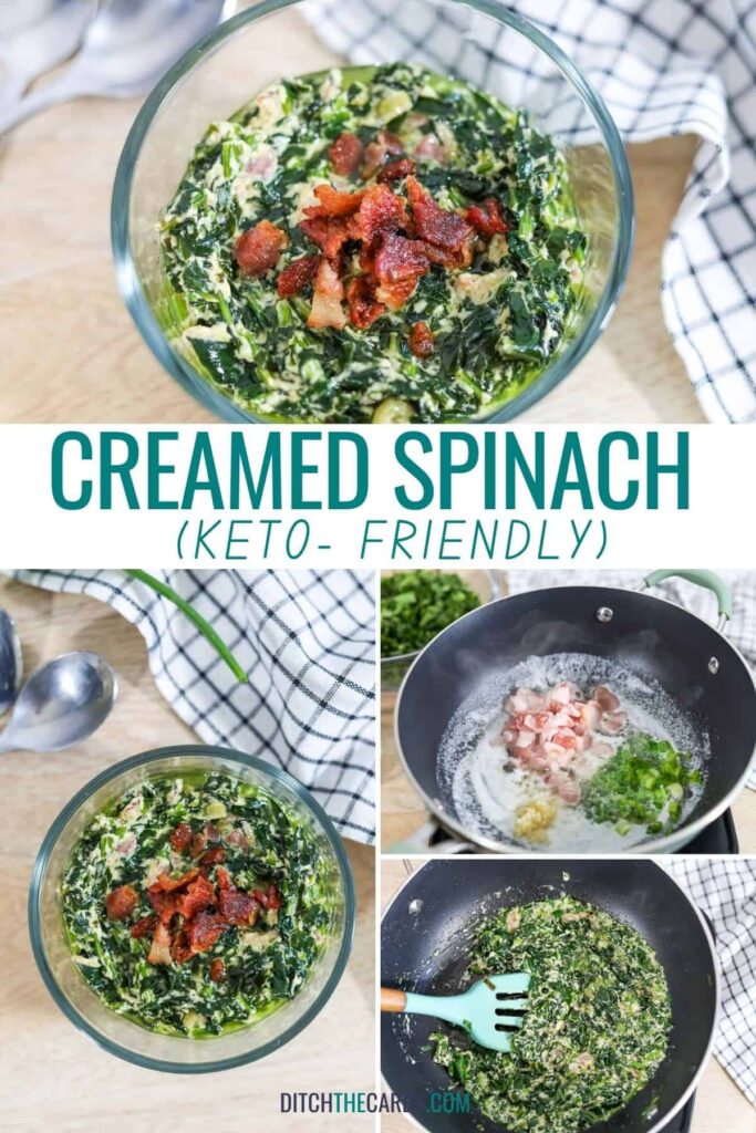 Quick Keto Creamed Spinach with Bacon (Spinach Carbonara) Thinlicious