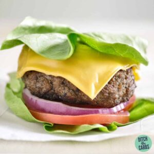 bunless burger with salad