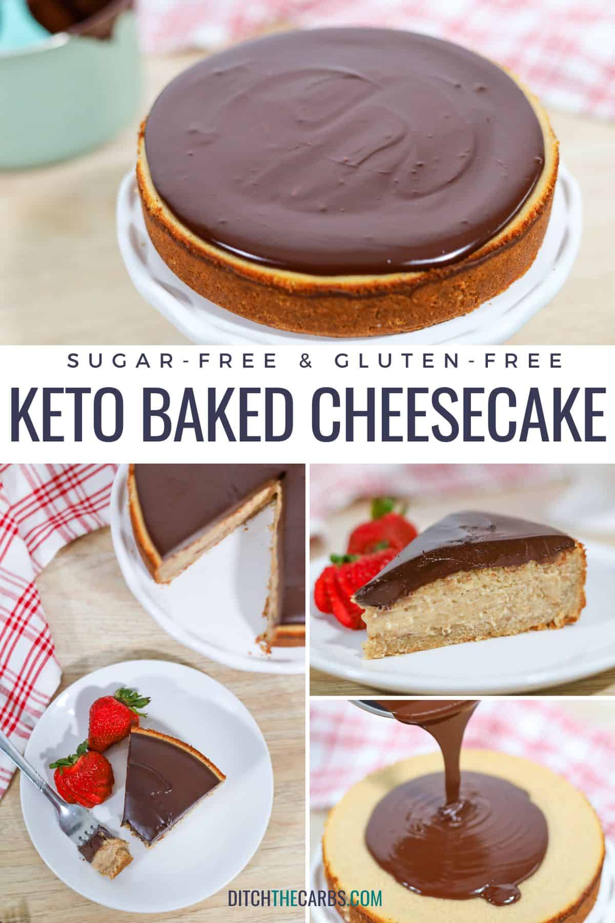Keto Chocolate Ganache Cheesecake (New York Cheesecake)
