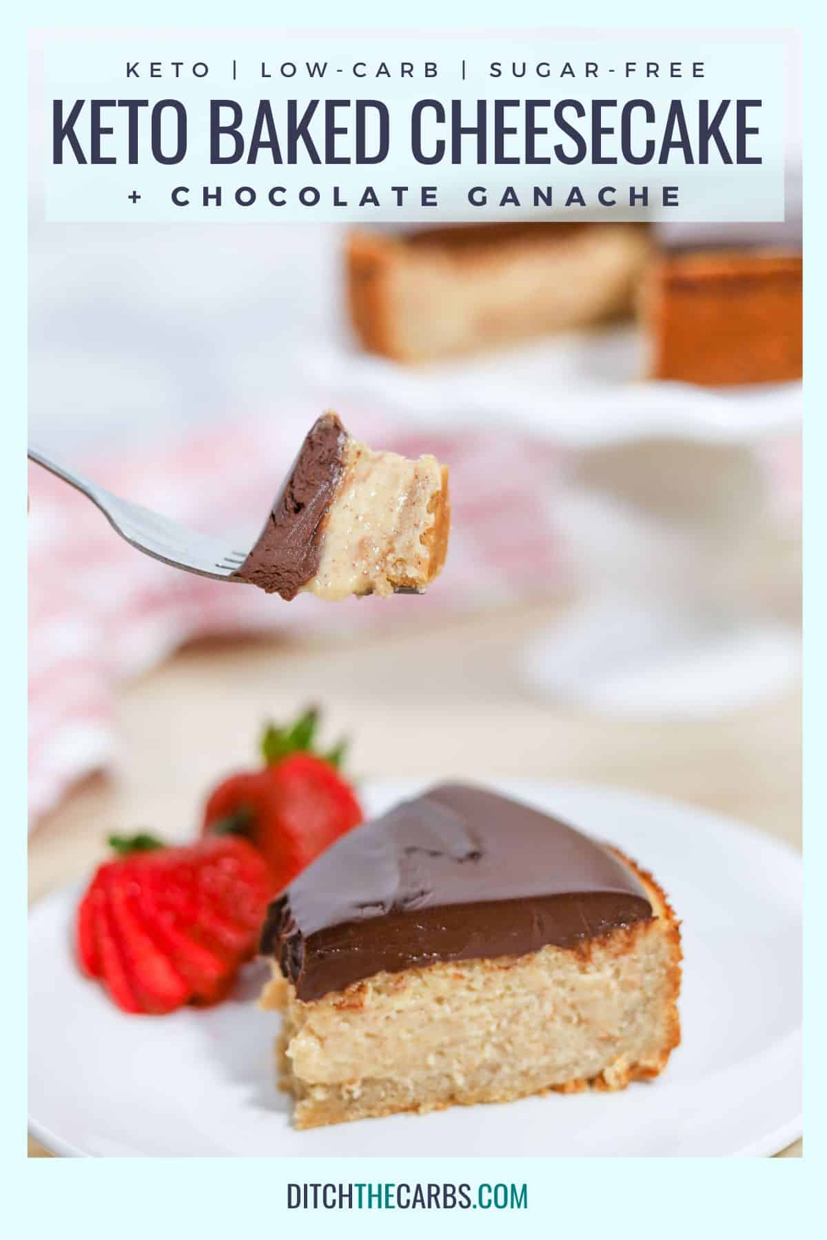 Keto Chocolate Ganache Cheesecake (New York Cheesecake)