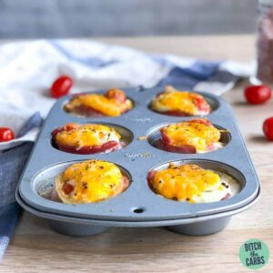 mini keto quiche in a cupcake tray