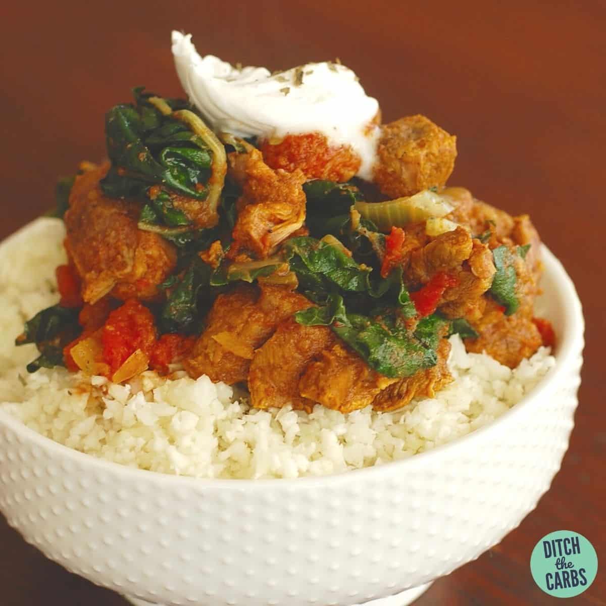 Low-Carb Lamb Curry with Spinach (Saag Gosht)