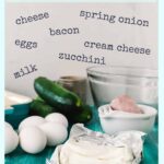 ingredients labelled for zucchini and bacon keto egg casserole