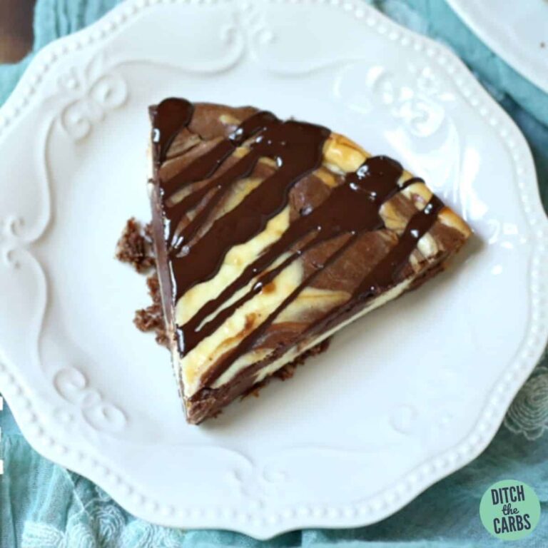 Easy Chocolate Swirl Baked Keto Cheesecake (Sugar-Free)