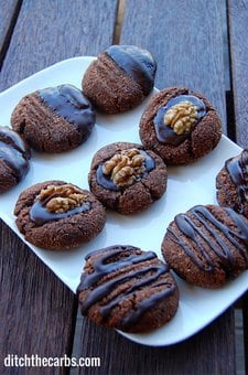 Chocolate cookies on a white plate