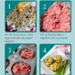 Collage of how to make mini meatloaf cupcakes