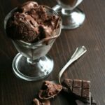 chocolate sugar-free ice cream in a glass with spoon