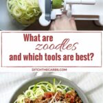 Hands showing you how to make zucchini noodles and which kitchen tool is this