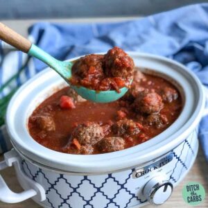 meatballs being served from a slow-cooker