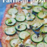 A close up of keto pizza with zucchini