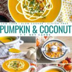 collage of how to make pumpkin and coconut soup