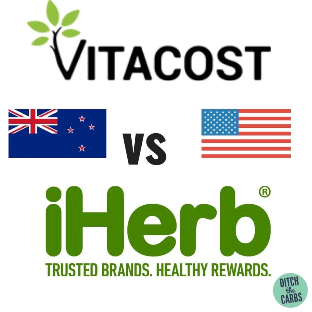 Logos of vitacost and iherb