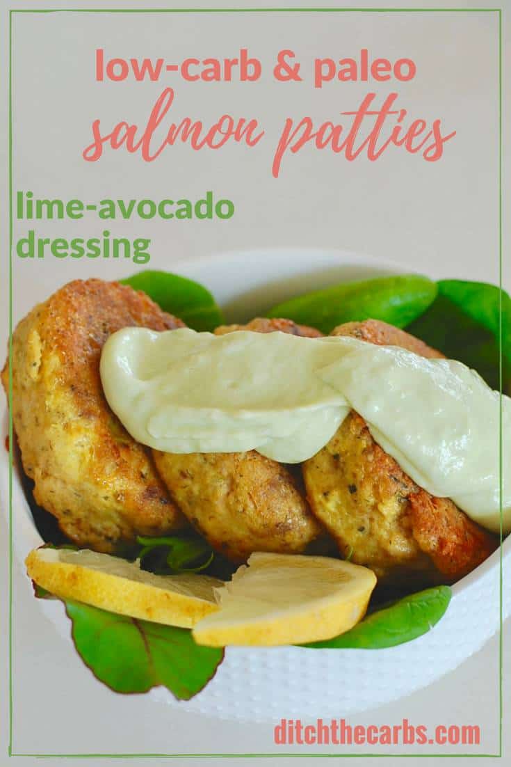 Paleo Low-Carb Salmon Patties - with lime avocado dressing