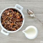jaffa grain-free granola in a bowl with milk on the side