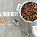 jaffa grain-free granola in a bowl with milk on the side