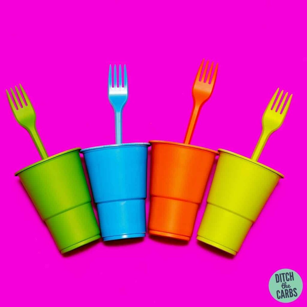 Plastic cups with forks