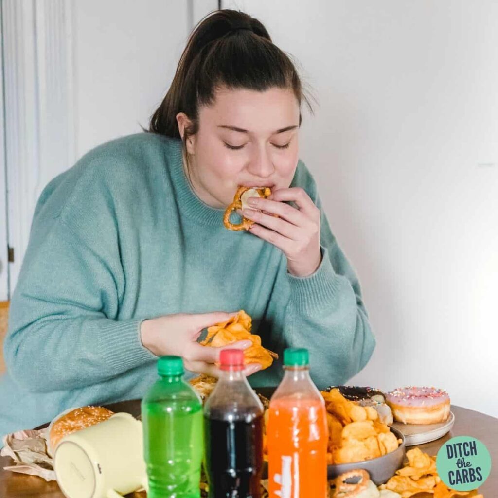 girl eating junk food