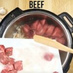 Frying the beef cubes in the Instant Pot 