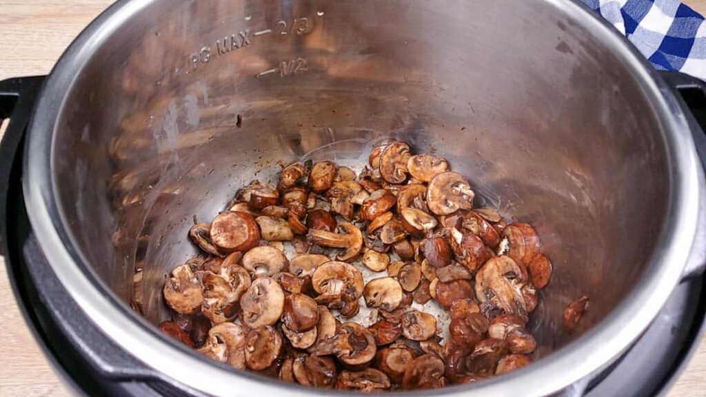 Vegetables being sauteed in the Instant Pot 