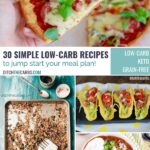 A collage of recipes used in low-carb meal planning