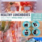 Collage of various healthy lunchbox recipes and ideas