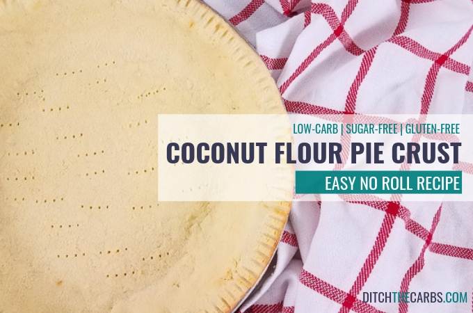 Low carb coconut flour pie crust sitting on a red and white check cloth