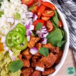 close up of keto chicken burrito bowls