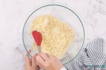 Mixing Fat Head dough in a mixing bowl