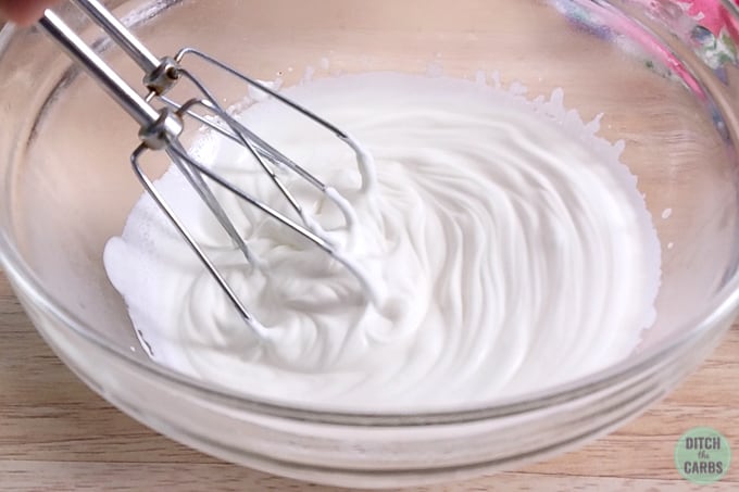 Whipped egg whites with an electric whisk