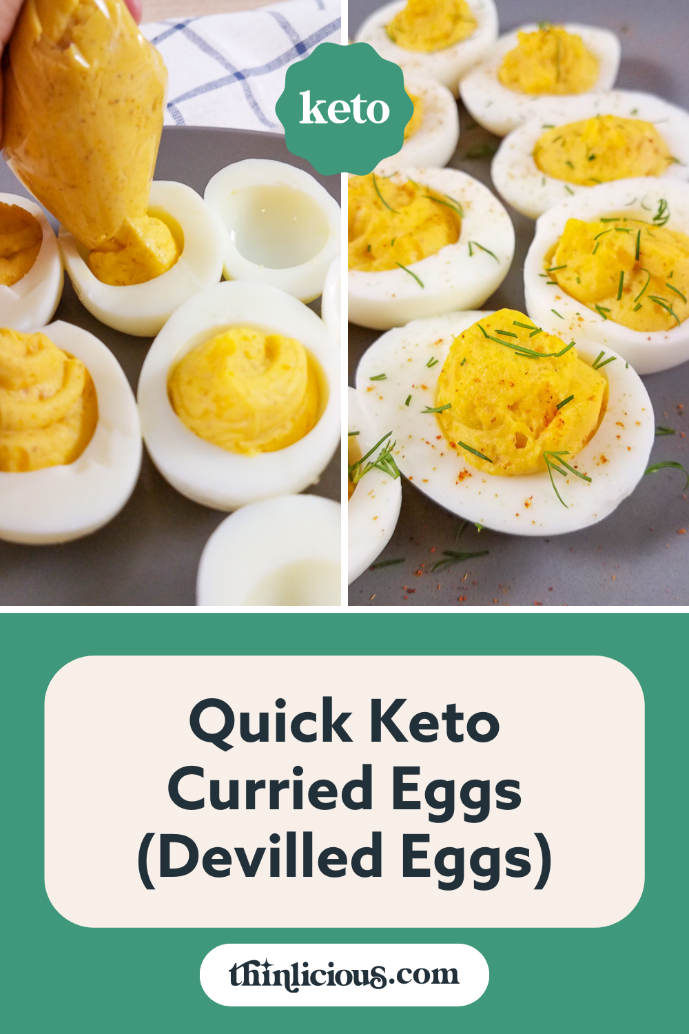 Quick Keto Curried Eggs (Deviled Eggs) - Thinlicious (1g net carbs)