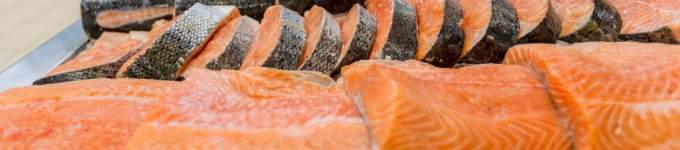 A close up of sliced salmon