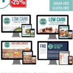 Mockups of 4 low-carb cookbooks with a sale sign