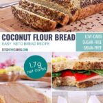 collage images of keto coconut flour bread