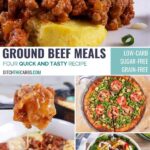 4 low-carb ground beef recipes Pinterest image collage
