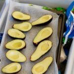 freezing avocados on a baking tray
