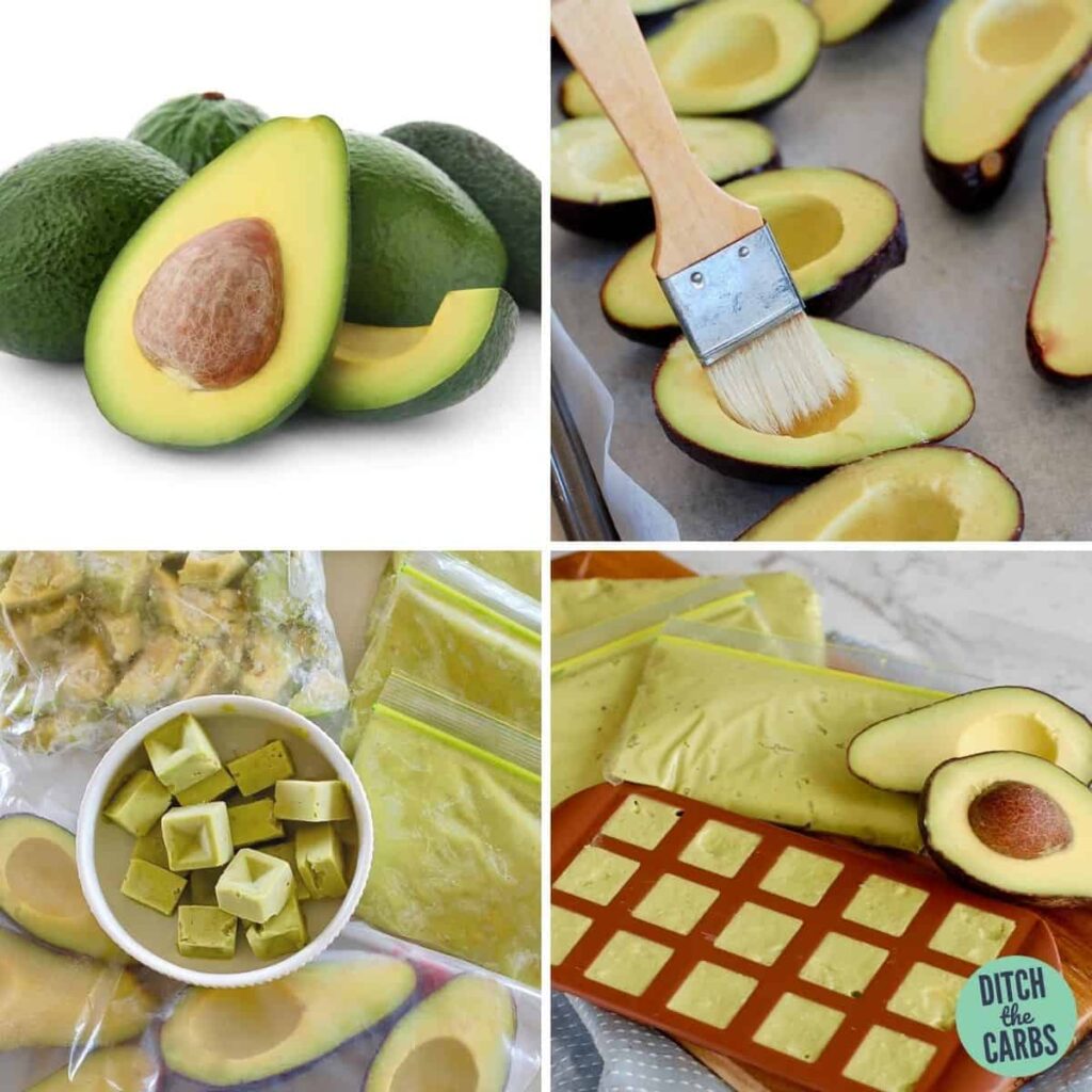 showing 3 ways to freeze avocados