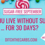 Sugar-free September 2020 promotional image with candy