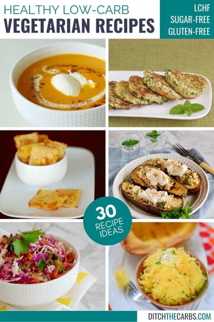 collage of low carb vegetarian recipes