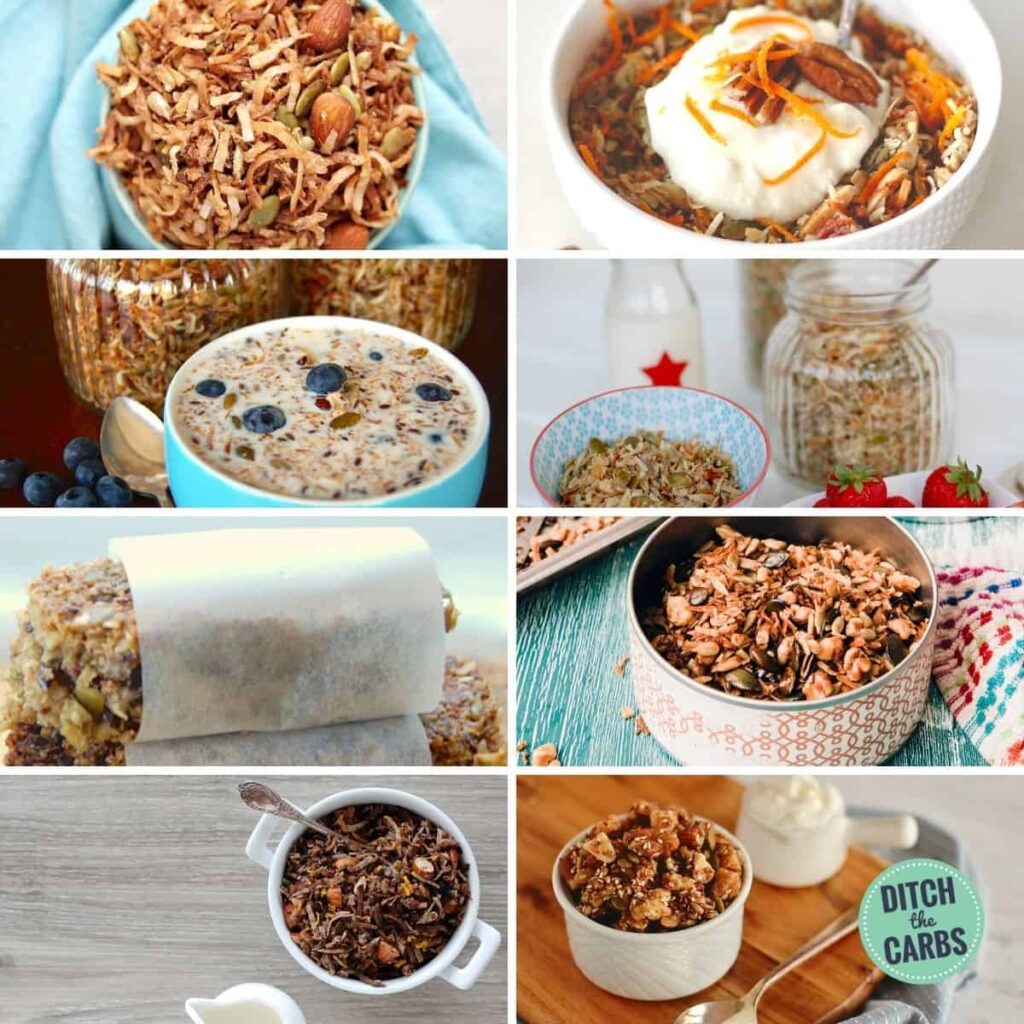 collage of granola dishes