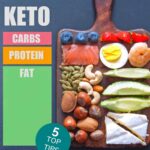 wooden board holding an assortment of keto food