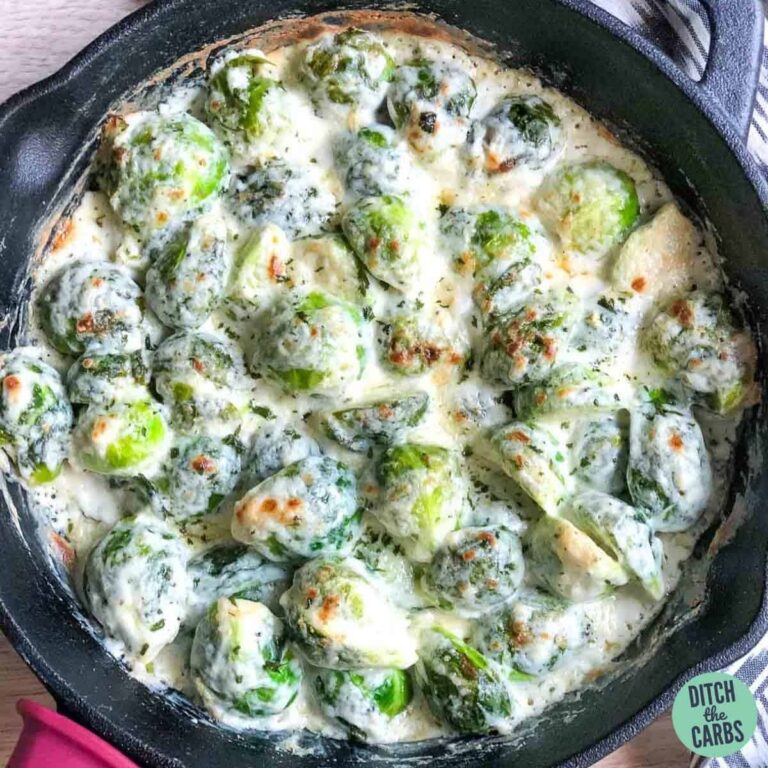 Quick Creamed Brussels Sprouts (Garlic Parmesan)