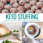 collage of keto stuffing made with sage sausage
