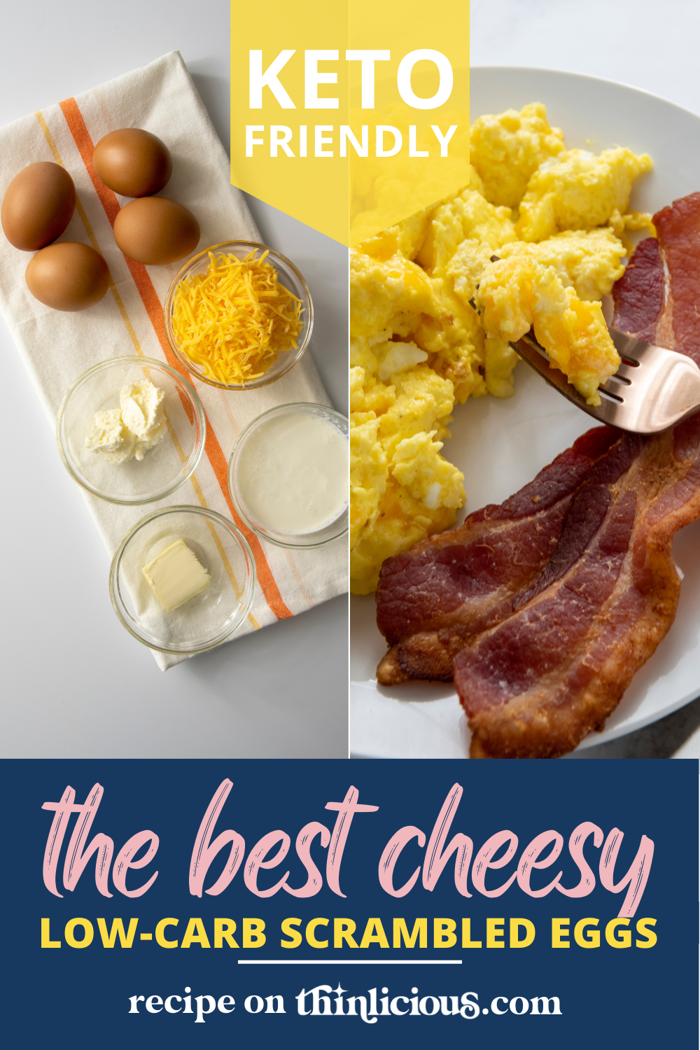 The BEST Cheesy Low-Carb Scrambled Eggs - Thinlicious