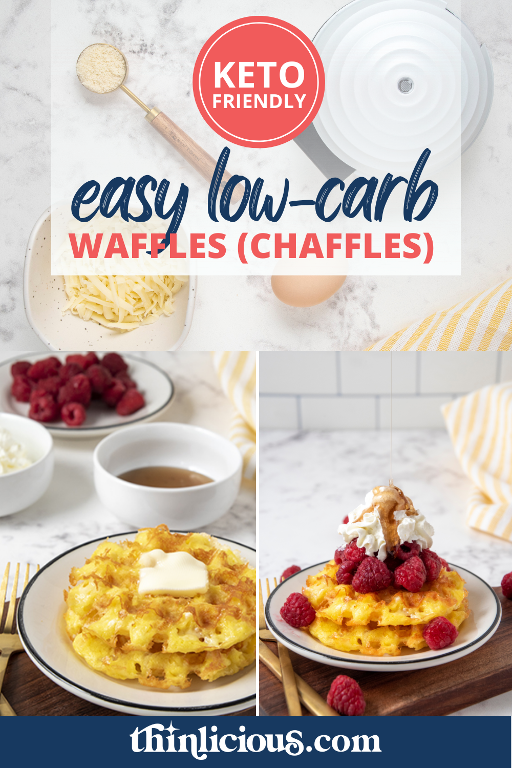 Looking for a quick, easy and tasty option that works for breakfast, dinner or a snack? You need to make these chaffles! Chaffles are low-carb waffles made from cheese and they are delicious!!!