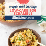 This colorful, flavor-packed, veggie & sausage low-carb egg scramble is one of my family's favorite weekend low carb breakfasts, and your family is sure to love it too! Plus it's a great way to use up your leftover veggies.