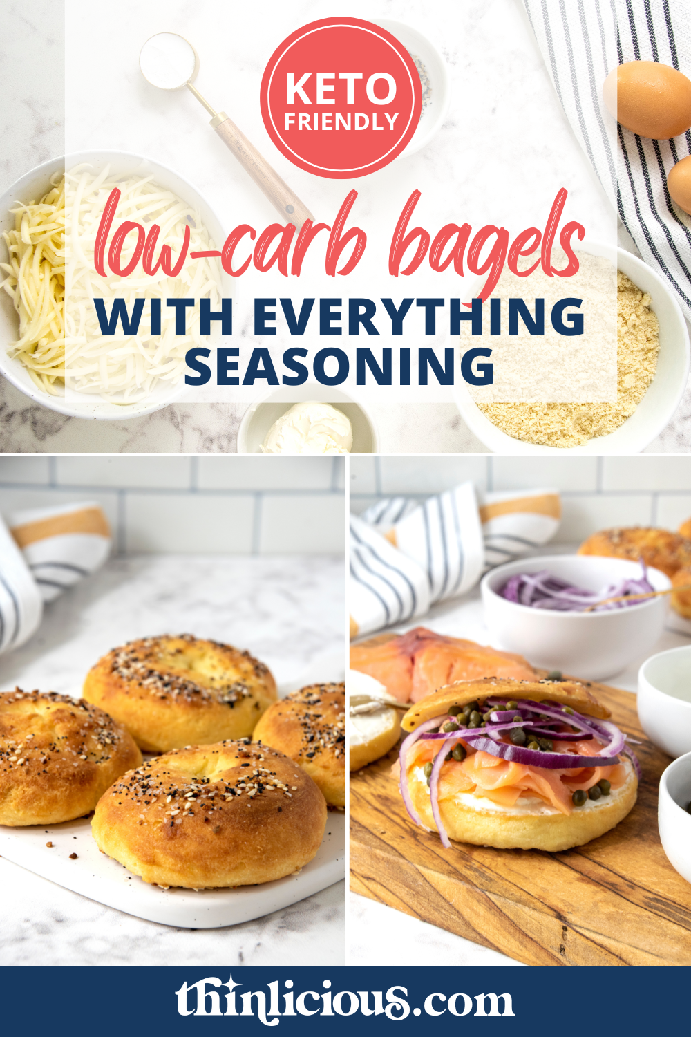 Low-Carb Bagels with Everything Seasoning - Thinlicious