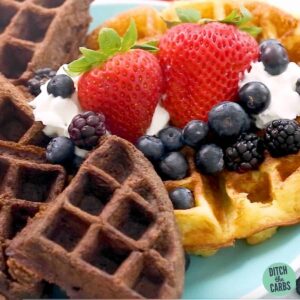 How To Make Chocolate and Vanilla Keto Waffles, an easy healthy coconut flour recipe.