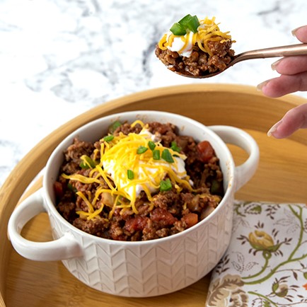 Easy Beef & Sausage Low-Carb Chili